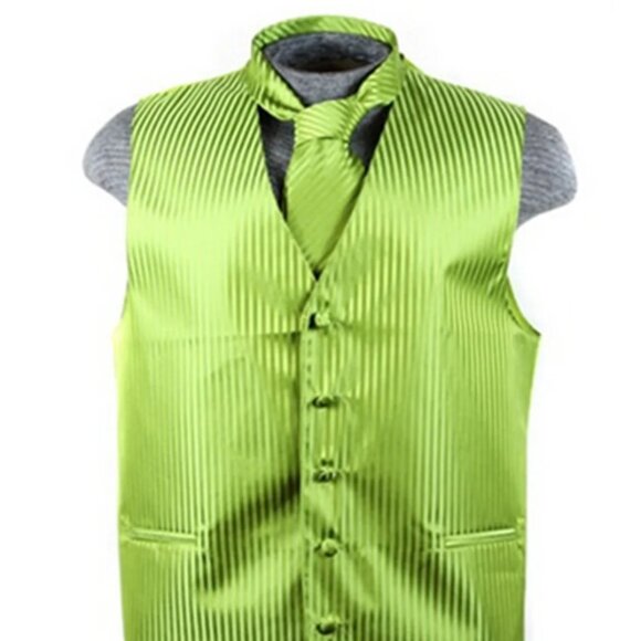 Green Tonal Stripe Vest Set - Picture 1 of 2